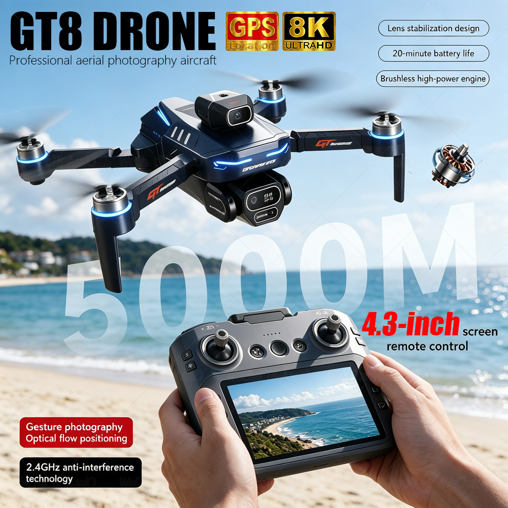 NEW GT8 HD RC Drone 4K Profess - Drone Camera Lens 评论和价格